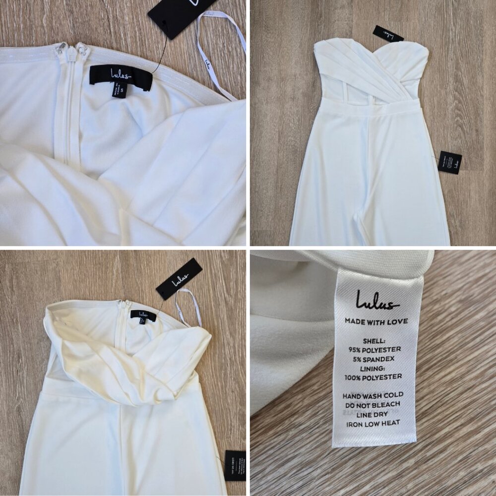 Lulus Ivory Strapless Bustier Jumpsuit Small New With Tags Surely Stunning - Picture 14 of 17